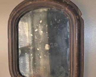 Antique Oval Convex Mirror with Gilt Wood Frame second image