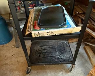 Coleman Propane Griddle on Metal Rolling Cart