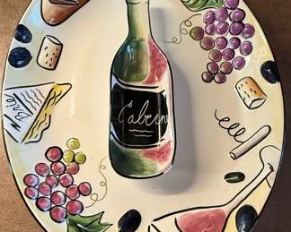 Clay Art Buon Vino Hand Painted StoneLite Ceramic Platter