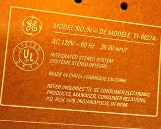 GE 11-6027A Integrated Stereo System with Virtuoso Tuned Port Speakers