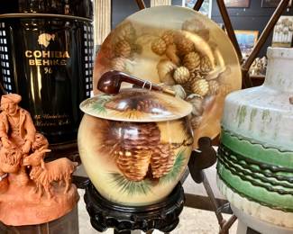 Havana, Cuba Ceramic Cigar Humidor, Antique  Limoges France Tobacco Pot, and More 