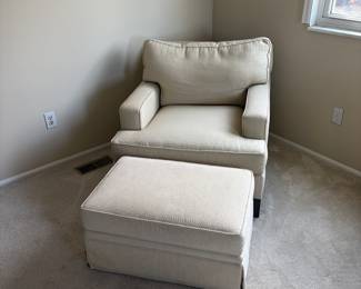 White chair with ottoman