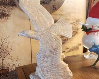 Carved Resin Eagle Sculpture