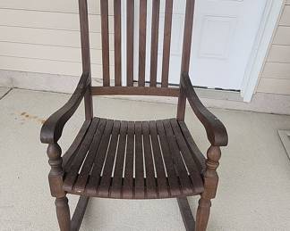 Wooden Slat Back Rocking Chair