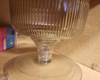 Vintage Ribbed Glass Pedestal Compote Bowl