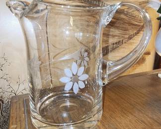 Princess House Heritage Etched Glass Pitcher