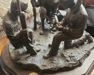 Bronze Sculpture of Three Hunters with Dogs - National Wild Turkey Federation 50th Anniversary