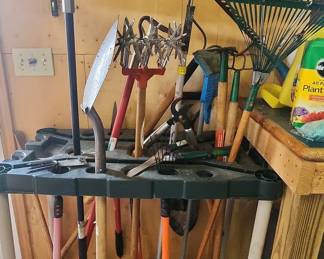 Assorted Garden Tools and Organizer