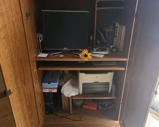 Oak Computer Armoire / Cabinet