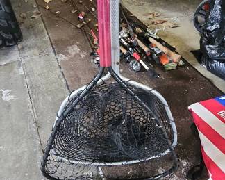 Fishing Net and Rods Lot