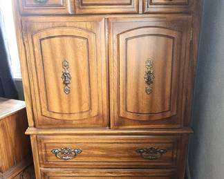 Vintage Oak Armoire Dresser by Sumter Cabinet Company