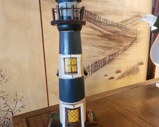 Wooden Lighthouse Decorative Figurine