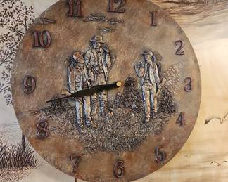 Rustic Hunting Scene Wall Clock
