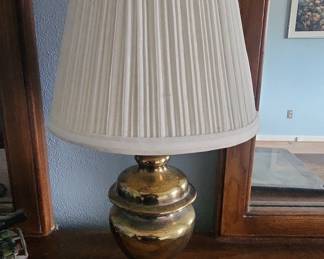 Vintage Stiffel Brass Table Lamp with Pleated Shade