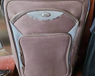 Bass Luggage Brown Fabric Suitcase