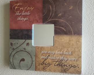 Inspirational Quote Wall Art with Mirror - 'Enjoy the little things'