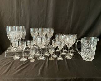Cut Glass Wine Glasses And Decanter