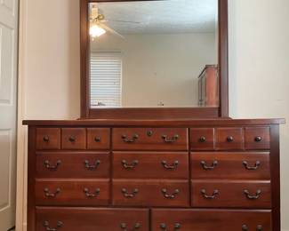 Double Dresser With Attached Mirror 