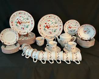 Farberware White Christmas China Set 