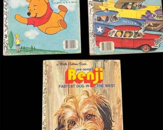 Vintage Little Golden Books Lot 3 Winnie the Pooh, Cars Trucks, Benji 