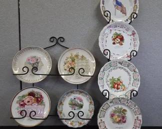 Collectors Plates And Wrought Iron Stands