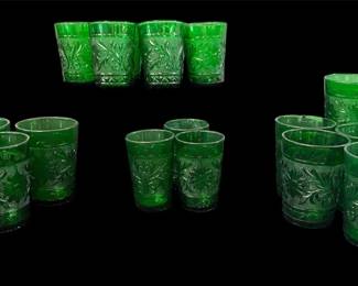 Vtg Anchor Hocking Forest Green Juice Glasses Tumblers