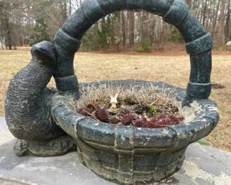 Vintage Concrete Garden Duck Planter