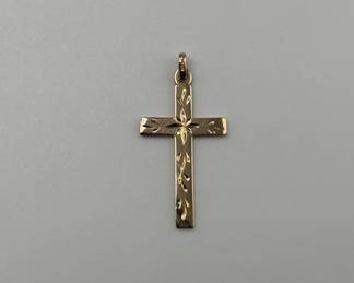 Beautiful 14K Yellow Gold Patterned Cross Pendant