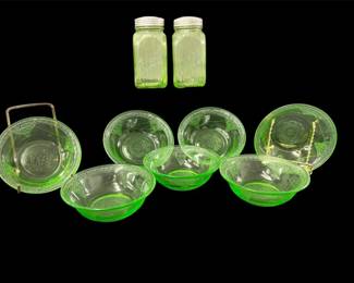 9 Pcs Of Uranium Glass