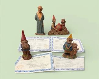 Four Vtg Thomas F Clark Christmas Themed Gnomes