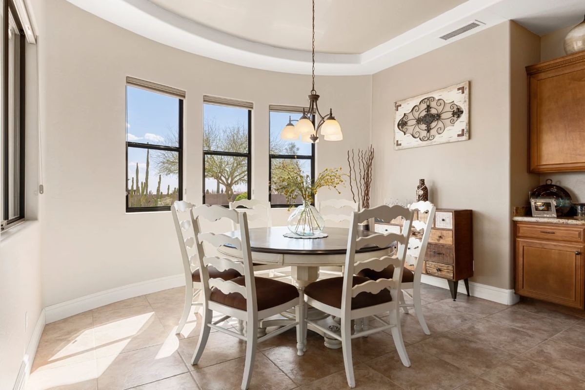 kitchen round table with 6 chairs. 