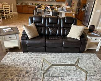 sofa with 2 recliners and end tables