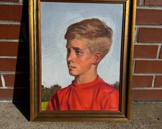 Striking portrait by noted American artist Hananiah Harari, a founding member of the American Abstract Artists and WPA-era painter. This expressive mid-century portrait captures a young boy in a vivid red shirt with confident brushwork and modernist influence. Harari’s works are held in major collections and rarely appear in regional estate sales. A compelling piece for collectors of American modernism, portraiture, and WPA-era artists. Framed and ready to display.