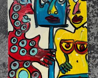 Peter Robert Keil Original Painting Bold, colorful expressionist portrait by internationally exhibited German artist Peter Robert Keil. Thick impasto brushwork and striking pop-expressionist style. Includes artist literature/brochure. A vibrant and collectible modern artwork ready to display.