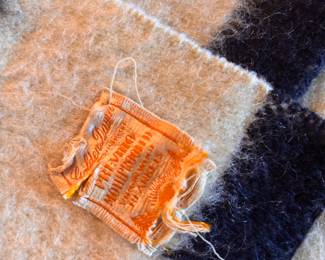 1960s Golden Dawn Striped Yellow Red Green Black 100% Wool JC Penny Blanket