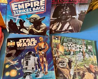 1980 Star Wars: The Empire Strikes Back Read-Along Book and 33 RPM Record, 1983 Star Wars: Return of the Jedi Read-Along Book & 33 RPM Record Set, 1979 Star Wars: A New Hope Read-Along Book and 33 RPM Record Set, 1983 Star Wars : The Ewoks Join the Fight Book & 33 RPM Record Set