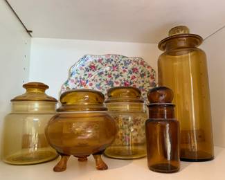 Amber Glass Canisters