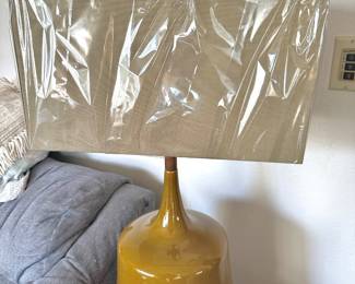 Mid Century Dark Yellow Ceramic Table Lamp
