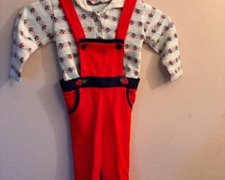 1970s Health-tex Red Jumper and Long Sleeve Shirt with Cherry Pattern – Size 3T
