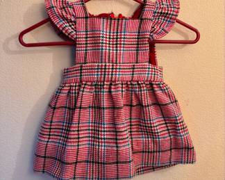 Circa 1970s Handmade Red Plaid Toddler Dress