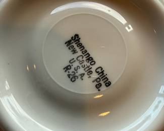 Shenango China  White with Maroon Rim Dish Set