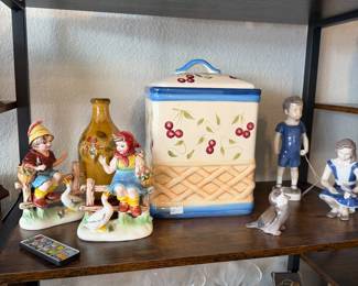 vintage Inspirado Stonelite hand-painted ceramic cookie jar with a cherry motif