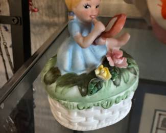 vintage porcelain figurine and box