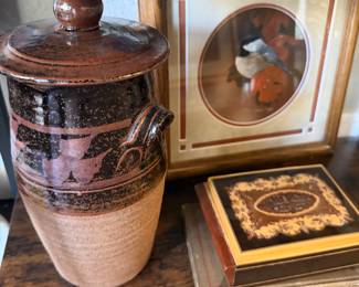 vintage studio pottery jar with a lid