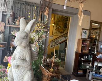 Spring decor, baskets, figurines framed artwork