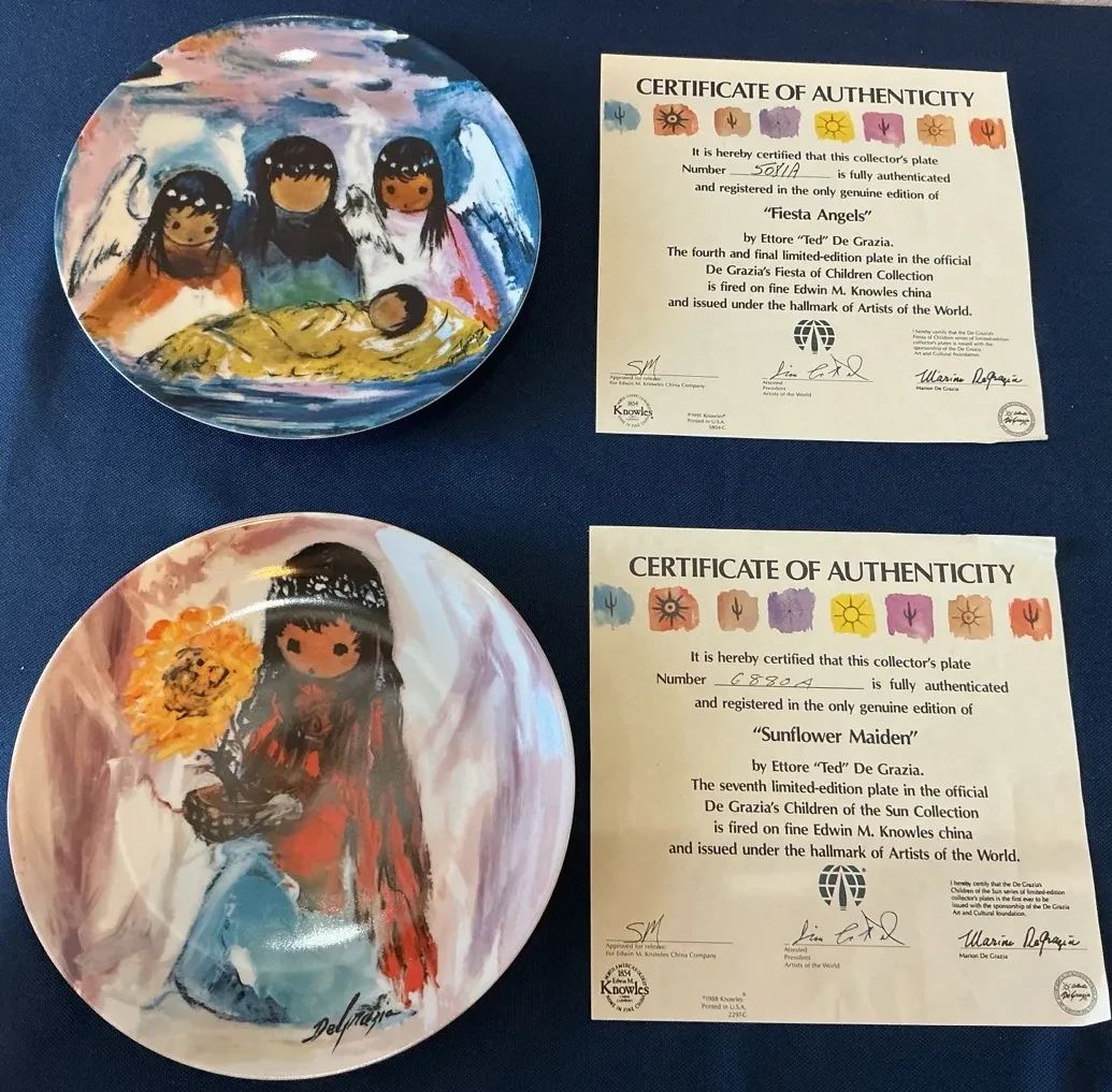  01 Fiesta Angels  Sunflower Maiden Collectors Plates  DeGrazia with COA