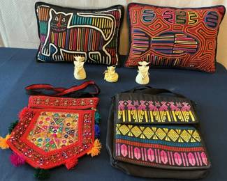 3 Doll Figurines 2 Purses 2 Pillows