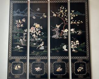 4 panels of a Chinese screen