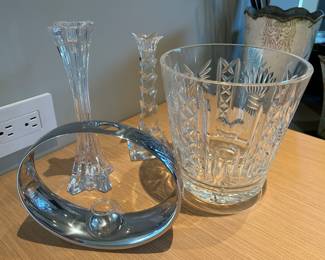 Nambe vase, Waterford Millenium ice bucket