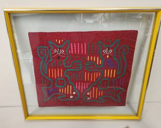 Lot 230 Vintage Kuna Mola Cat Fish Native Fabric Art